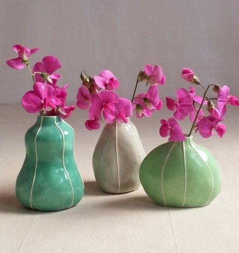 3 bud vases: organic forms in tropical colors 3 bud vases: organic forms in tropical colors